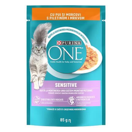 PURINA ONE STERILISANA, sa lososom i šargarepom, mini fileti u sosu, vlažna hrana za mačke