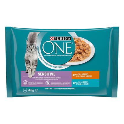 PURINA ONE INDOOR, sa tunjevinom i pasuljem, mini fileti u sosu, vlažna hrana za mačke