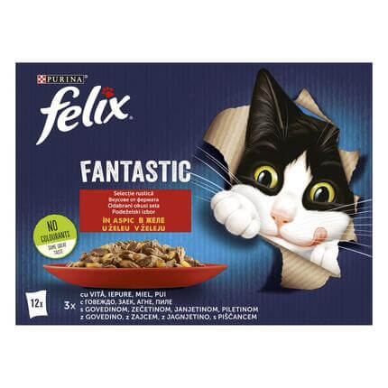 FELIX Fantastic hrana za mačke sa govedinom, zečetinom, janjetinom, piletinom 12x85g
