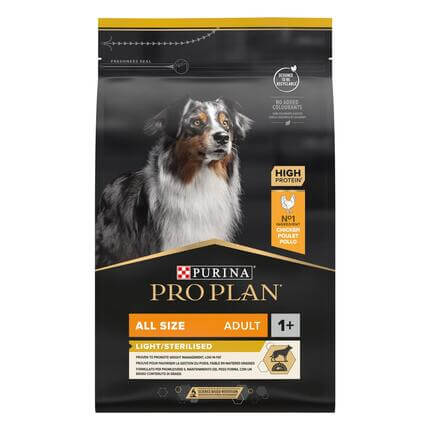 PURINA® PRO PLAN® ADULT Light / Sterilised, suva hrana za sterilisane pse, All sizes, bogata piletinom