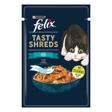 FELIX® TASTY SHREDS, sa tunom, vlažna hrana za mačke