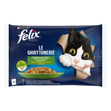 FELIX® LE GHIOTTONERIE, sa govedinom i šargarepom / sa piletinom i paradajzom, vlažna hrana za mačke