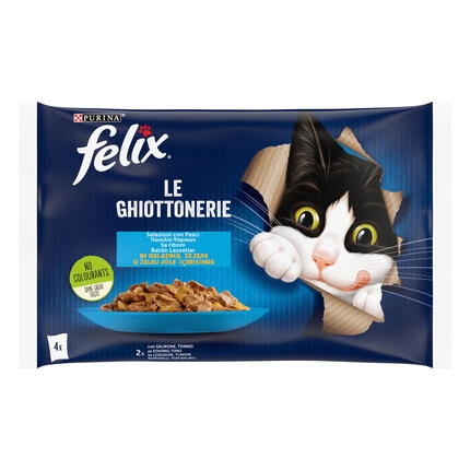 FELIX® LE GHIOTTONERIE, sa lososom / sa tunom, vlažna hrana za mačke