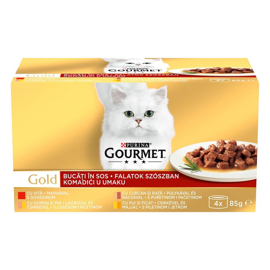PURINA GOURMET Gold komadići u sosu sa ćuretinom i pačetinom, vlažna hrana za mačke