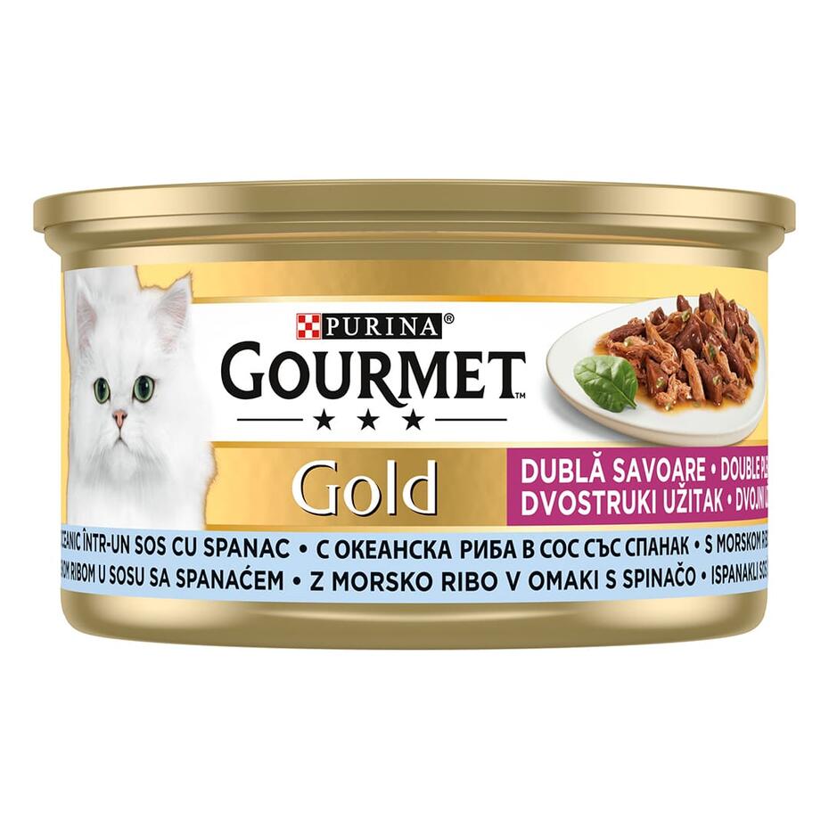 Gourmet Gold Duo, okeanska riba i spanać, hrana za mačke