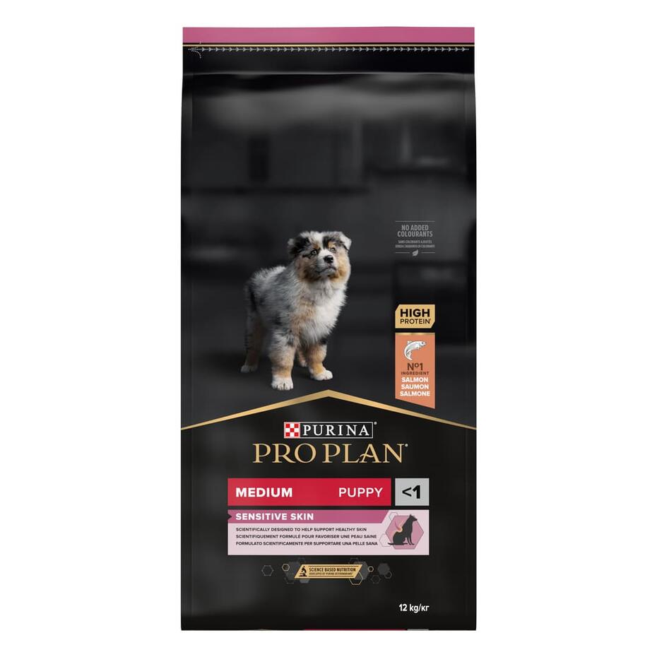 PURINA® PRO PLAN® PUPPY Sensitive Skin, Medium, suva hrana za pse, bogata lososom