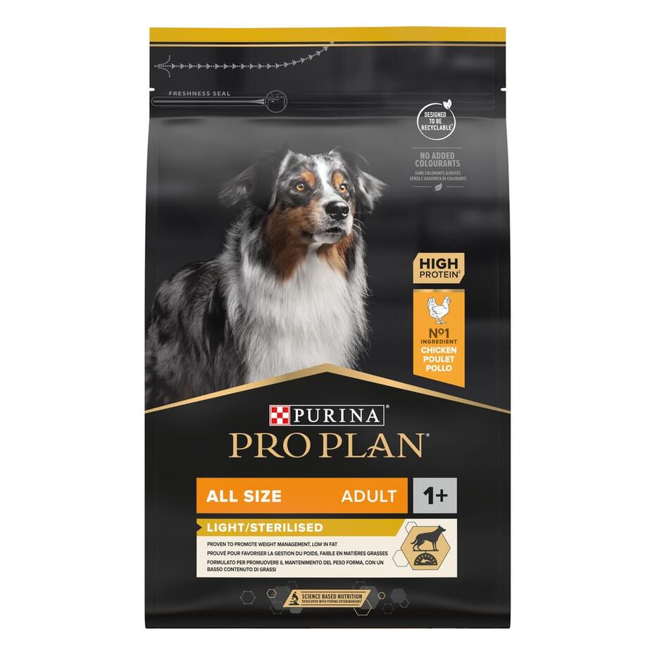 PURINA® PRO PLAN® ADULT Light / Sterilised, suva hrana za sterilisane pse, All sizes, bogata piletinom