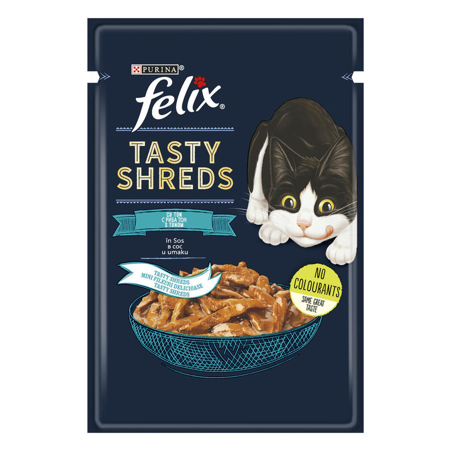 FELIX® TASTY SHREDS, sa tunom, vlažna hrana za mačke