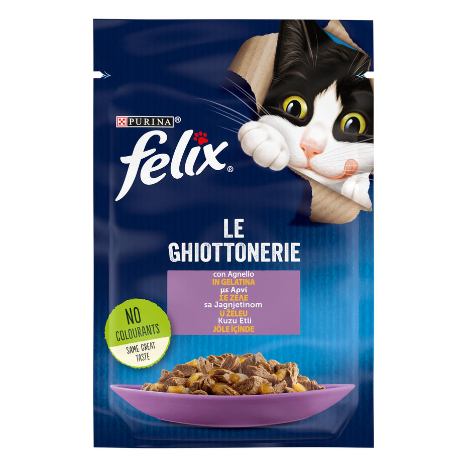 FELIX® LE GHIOTTONERIE, sa jagnjetinom, vlažna hrana za mačke