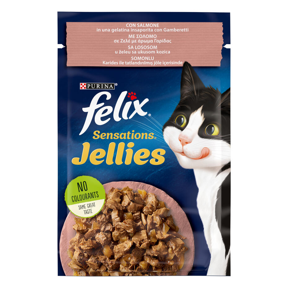FELIX® SENSATIONS, sa lososom i kozica, vlažna hrana za mačke