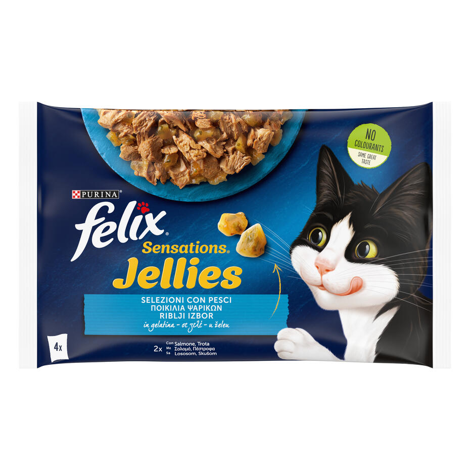 FELIX® SENSATIONS, sa lososom / sa škusom, vlažna hrana za mačke