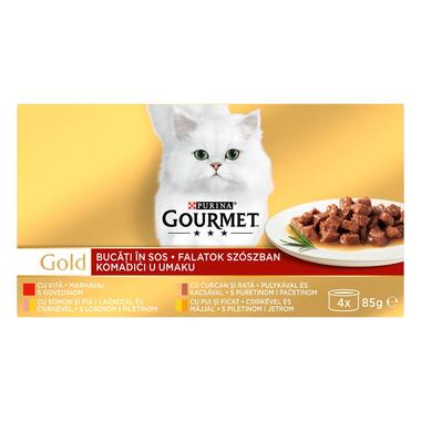 PURINA GOURMET Gold komadići u sosu sa ćuretinom i pačetinom, vlažna hrana za mačke