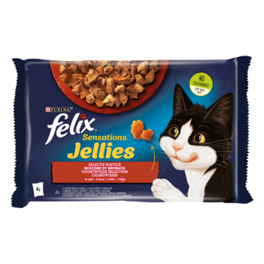 Felix Sensations sa govedinom u želeu i sa piletinom u želeu, vlažna hrana za mačke