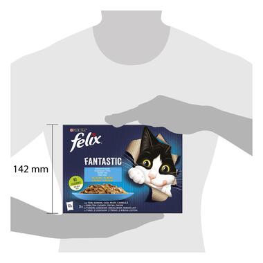 FELIX FANTASTIC, sa tunjevinom/lososom/bakalom/pikom u aspiku, mešano pakovanje, vlažna hrana za mačke