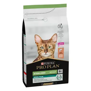 PURINA ® PRO PLAN ® Sterilised Adult 1+ RENAL PLUS, bogata lososom, suva hrana za mačke
