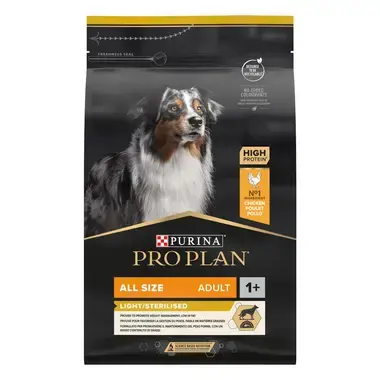 PURINA® PRO PLAN® ADULT Light / Sterilised, suva hrana za sterilisane pse, All sizes, bogata piletinom