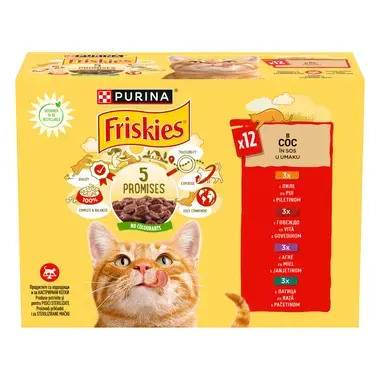 FRISKIES® ADULT, sa govedinom / piletinom / jagnjetinom / patkom, vlažna hrana za mačke