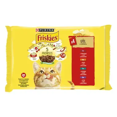 FRISKIES® ADULT, sa govedinom / piletinom / jagnjetinom / patkom, vlažna hrana za mačke