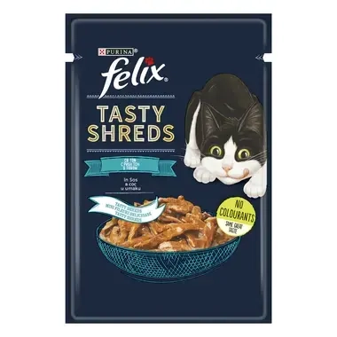 FELIX® TASTY SHREDS, sa tunom, vlažna hrana za mačke