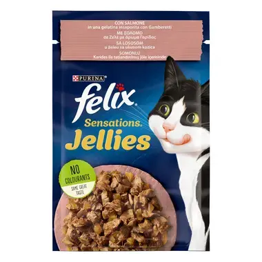 FELIX® SENSATIONS, sa lososom i kozica, vlažna hrana za mačke